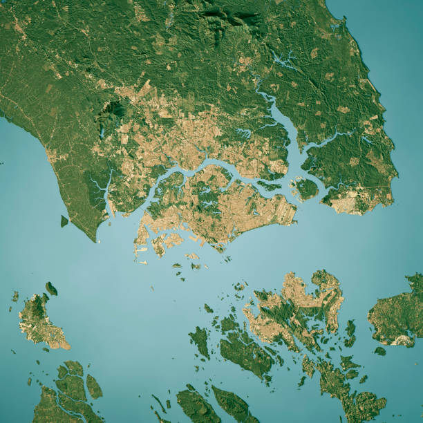 istock Singapore Satellite Topographic Map 3D Render True Color 2174621287