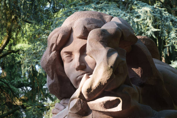 Milan, Italy - September 21, 2024: The historic cemetery known as Cimitero Monumentale, Milan, Lombardy, Italy. A tomb
