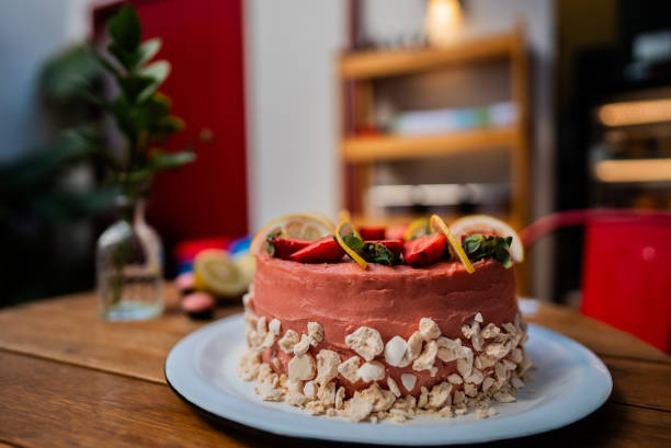 Close-up of a fruitcake at bakery