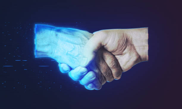 istock Handshake through digital contract and agreement for business partnership 2174647049