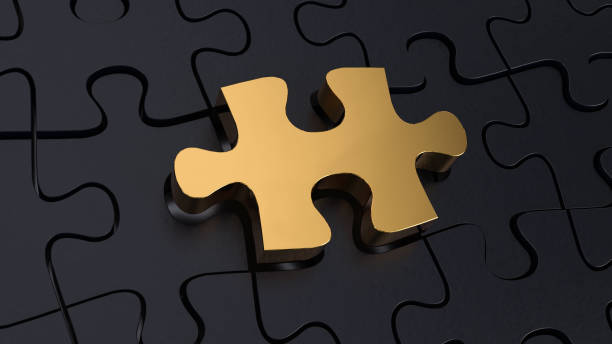istock golden bright Puzzle abstract intro for title logo 3D render background 2174659762