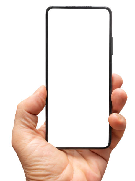 istock Hand holding smartphone with blank white screen isolated 2174661469
