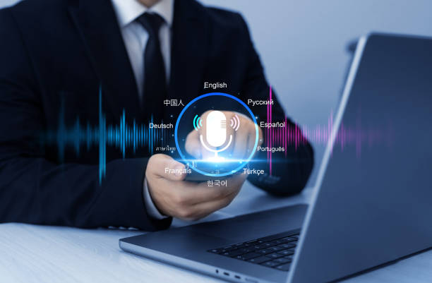 istock Translate languages technology concept.Translations using the microphone voice.Translator language course and education. Businessman use smartphone for translate language. 2174663179