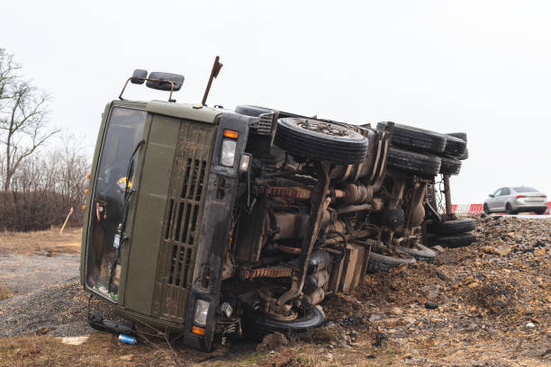 istock Truck accident on the road 2174666106