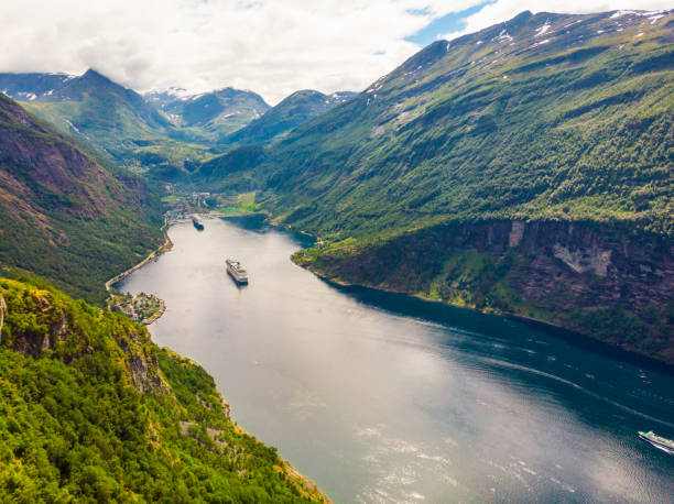 istock Fjord Geirangerfjord with ferry boat, Norway. 2174675365