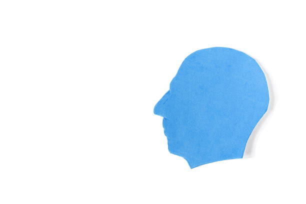 The profile of the man's head is made of dense blue material on a light background, isolate
