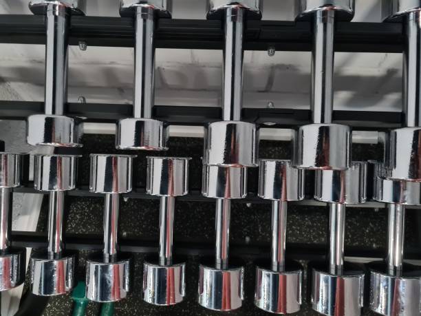 istock A set of chrome dumbbells lined up neatly in a modern gym ready for workout sessions 2174683323