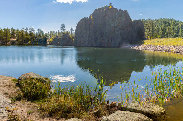 Lenker Rock Across Legion Lake, Custer State Park, South Dakota, USA