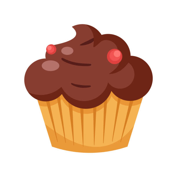 čokoládový košíček ilustrace - muffin stock ilustrace