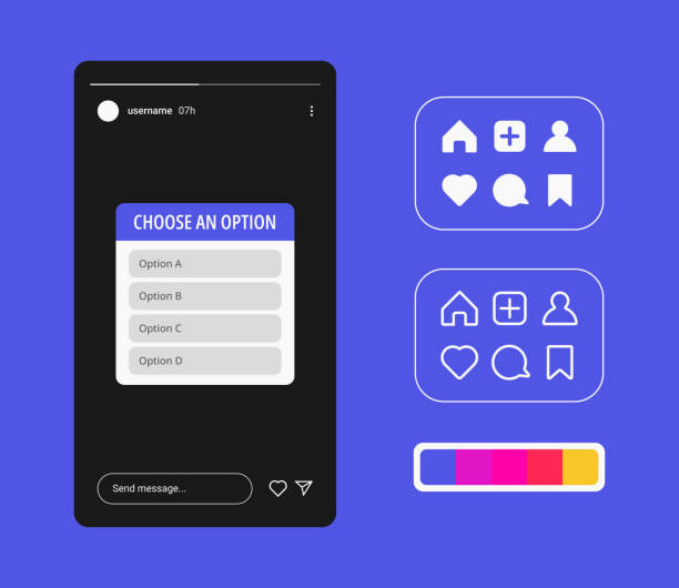 stockillustraties, clipart, cartoons en iconen met instagram stories interactions poll question vote - stemmen