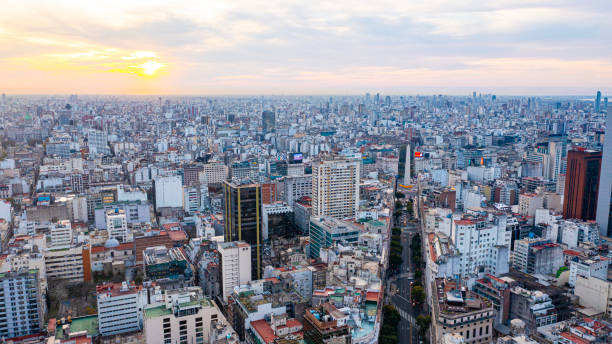 istock Aerial view Diagonal Norte Avenue and Obelisco in the background 2174697643