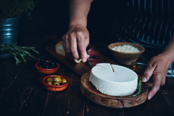 istock Fresh Made White Cheese served with olives and homemade Bread 2174700022