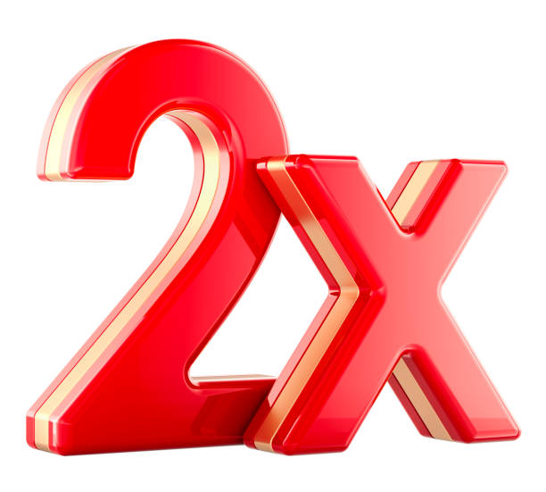istock 2X red inscription, 3D illustration 2174709674