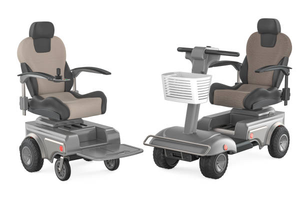 istock Motorized Power Chair and Electric Powered Mobility Scooter with 4 wheels. 3D rendering 2174710492