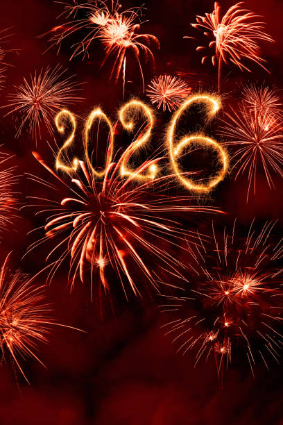 Sparkling New Year 2026 with fireworks