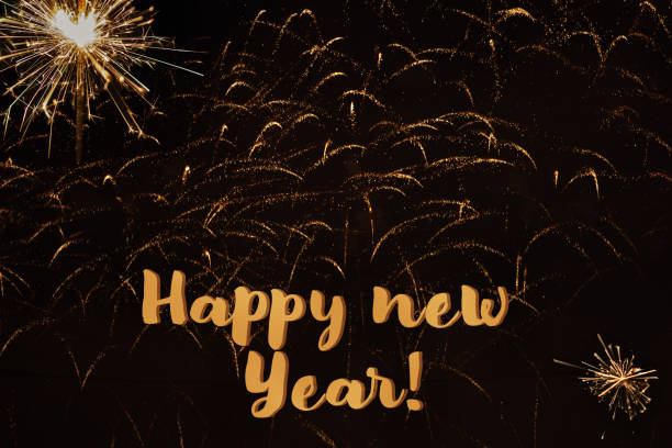 Happy New Year 2025, Festive Background with fireworks and sparklers