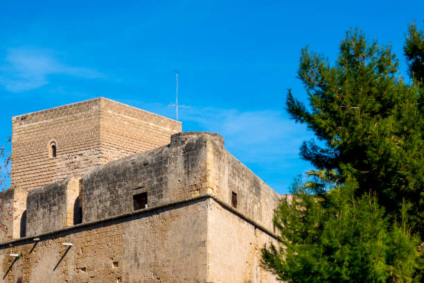 Medieval walls and tower of the Castello Normanno-Svevo in Bari, Italy