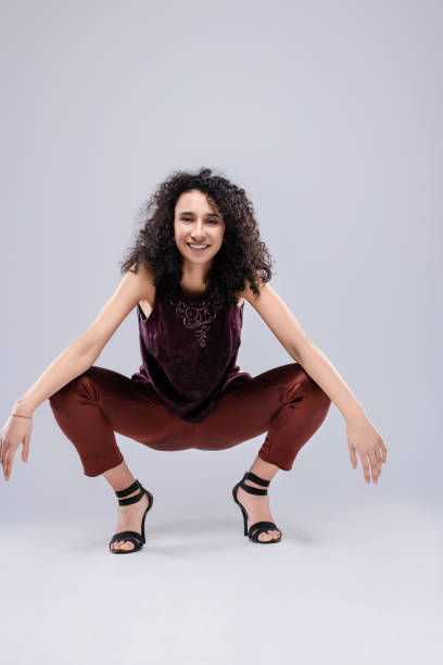 Fashion model posing and having fun in studio
