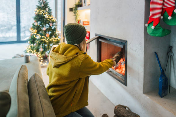istock Bringing chopped firewood to the fireplace 2174722210