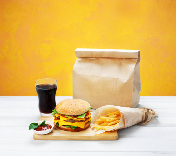 istock Fast food take away. Hamburger, cola and fries. 2174722232