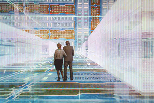 istock Senior couple walking in VR environment 2174722271