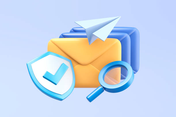 istock Email Security and Communication Concept with Shield and Magnifying Glass 2174743797