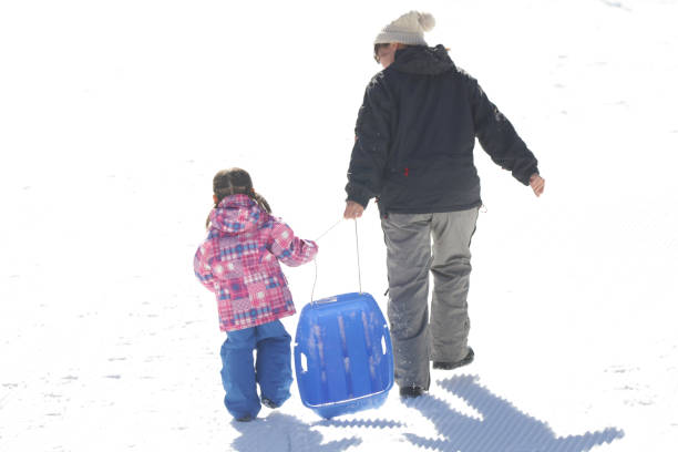 Samsun,Türkiye - 01/27/2018 , People sledging at Akdağ Ski Resort