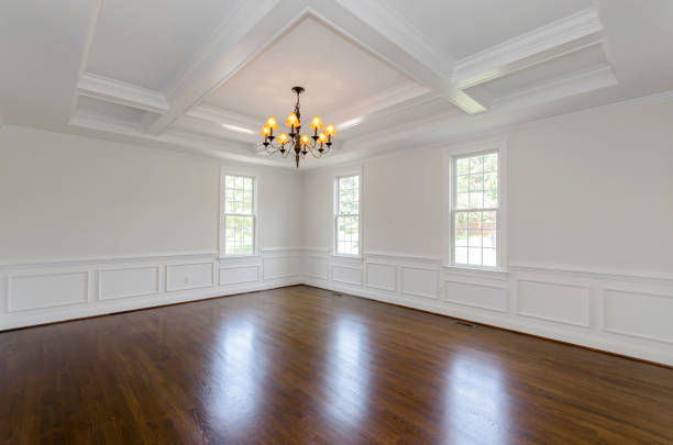 istock Spacious Empty Room With Wooden Floors And Large Windows 2174752188
