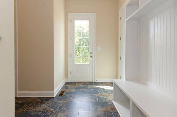 istock Mudroom Entry With White Built-In Storage And Bench. 2174752252