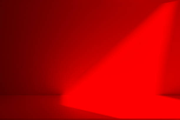 istock Wall interior background, studio and backdrops show products.with shadow from window color red . background for text insertion and presentation product 2174765579