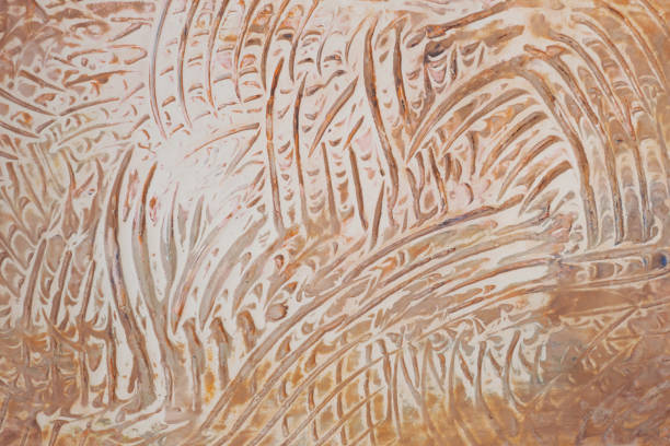 Abstract painting in fluid art technique. Brown and white color creative background for your design