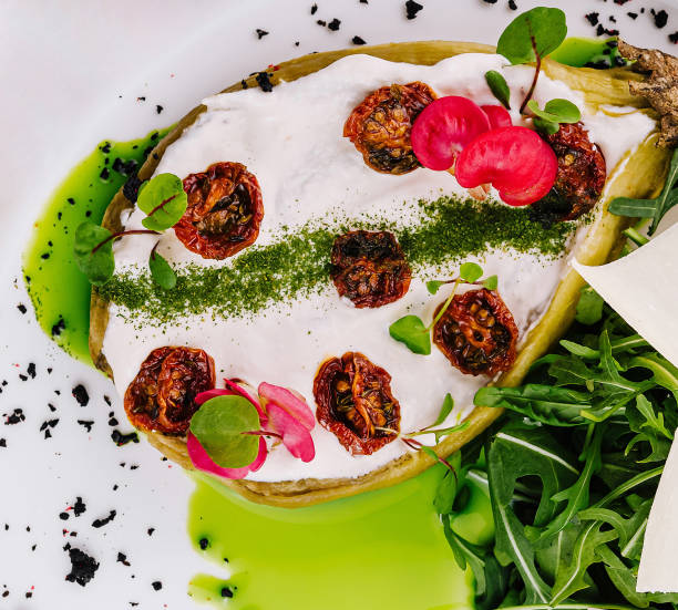 istock Gourmet stuffed eggplant with arugula and cheese 2174769383