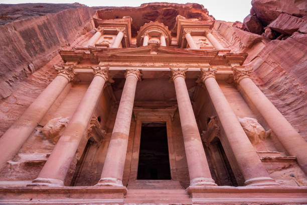 Low angle view of The Treasury of Petra, Jordan