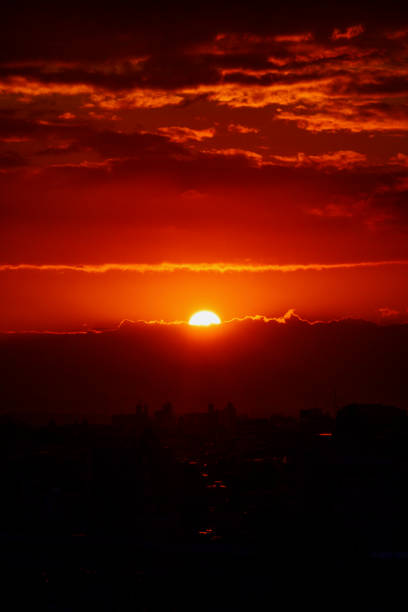 Sunset over a residential area. in tokyo.