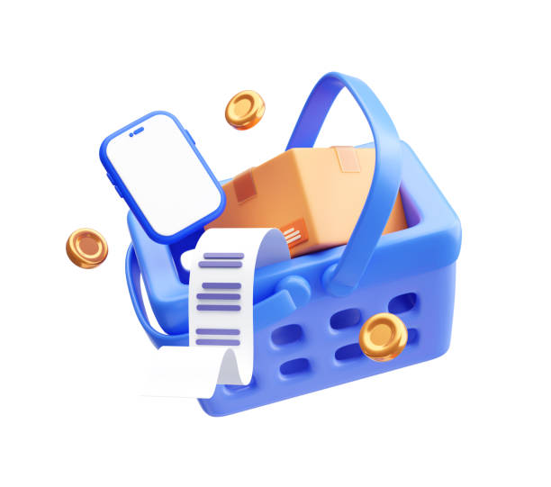 istock E-commerce Shopping Basket and Mobile Payment and Delivery Icon 3D illustration background 2174796213