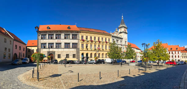 Panoramic view of the main square in Prachatice town