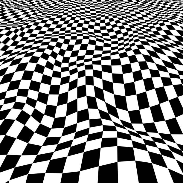 istock 3D surface of checked waves of warped squares, with perspective 2174799162