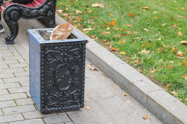 Beautiful elegant black trash can