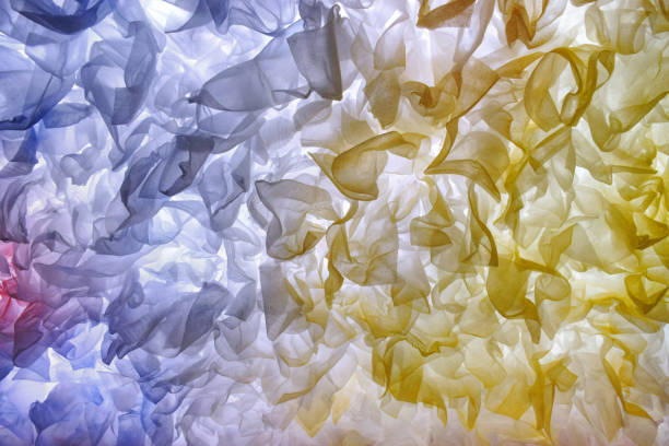 Abstract background with elegant colored tissue paper clouds placed on a white light background