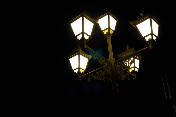 An old lantern shines in the night