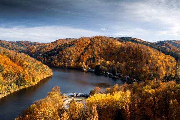 istock Panoramic View of Autumn Hills and Lake 2174862185