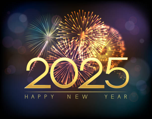 happy new year 2025 - silvester stock-grafiken, -clipart, -cartoons und -symbole