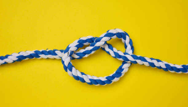 Soccer goal net knot, closeup with selective focus