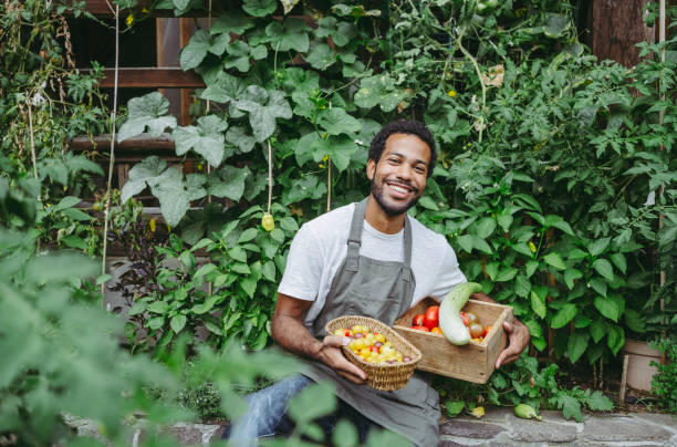 istock Cheerful Gardener Presents Harvest 2174874950