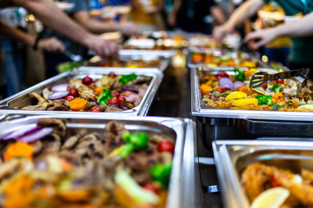 istock Colorful buffet spread featuring various dishes and fresh ingredients at a festive gathering 2174881846