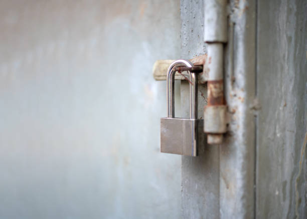 Close up of the Red Iron Door Lock