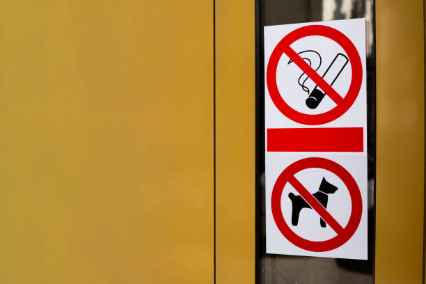 istock Signs prohibiting smoking and entry into building with dogs 2174886825