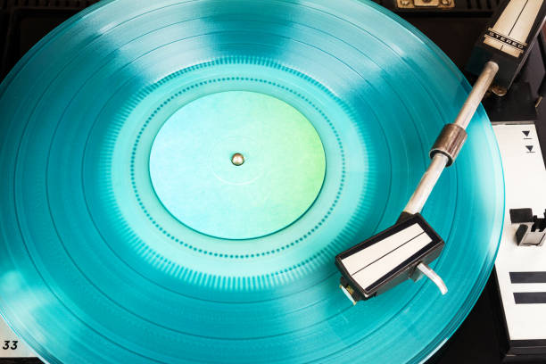 istock Close up of turntable needle on a vinyl 2174901128