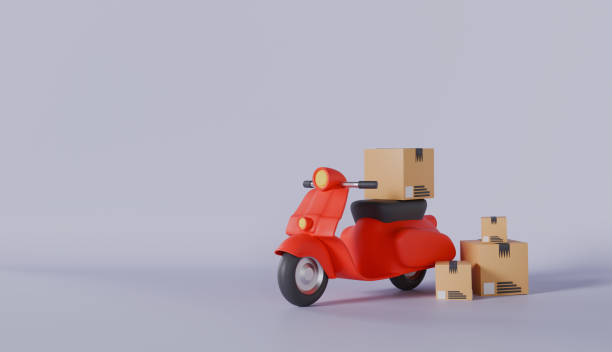 istock Delivery Send Order With Motors Bike 3D Rendering 2174902102