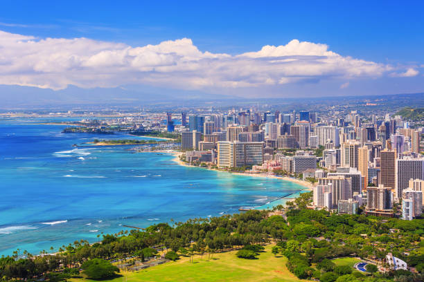 istock Skyline of Honolulu, Hawaii. Waikiki Beach. 2174903348